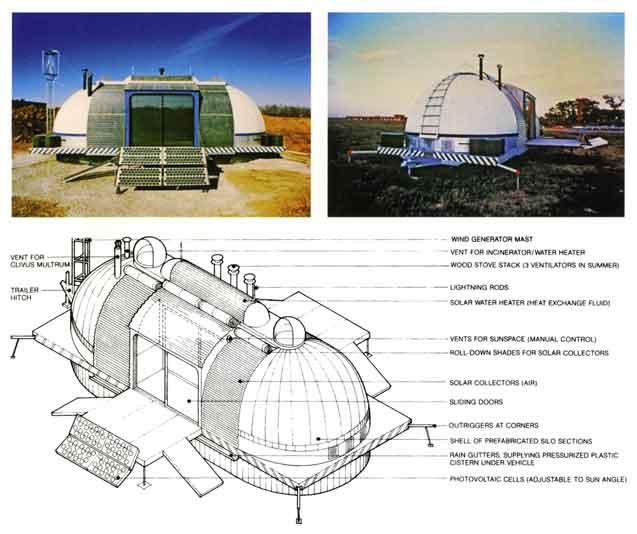 الكبسولة الأرضية ( بالمقارنة بالكبسولة الفضائية) مسكن مستقل  في أمريكا من تصميم مايكل جاتسن أحد رواد المساكن المستقلة  (1979م)